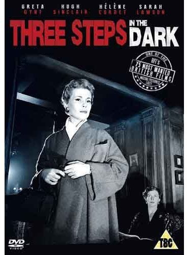 DVD cover for "Three Steps In The Dark" featuring a woman in a coat.