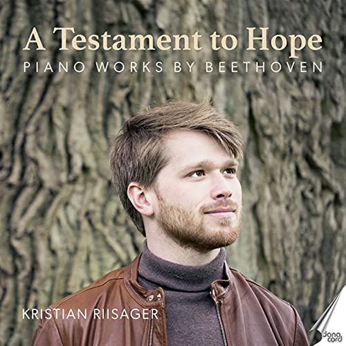 CD cover featuring pianist Kristian Riisager against a tree bark background.