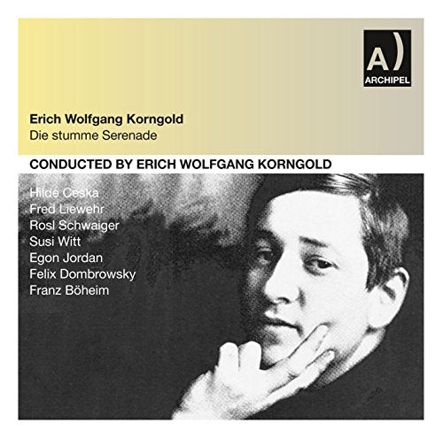 CD cover featuring a black and white portrait of Erich Wolfgang Korngold.