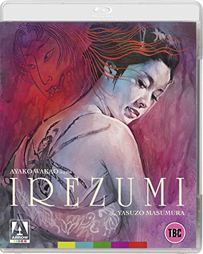 Blu-ray cover art for Irezumi featuring a woman with a large spider tattoo.