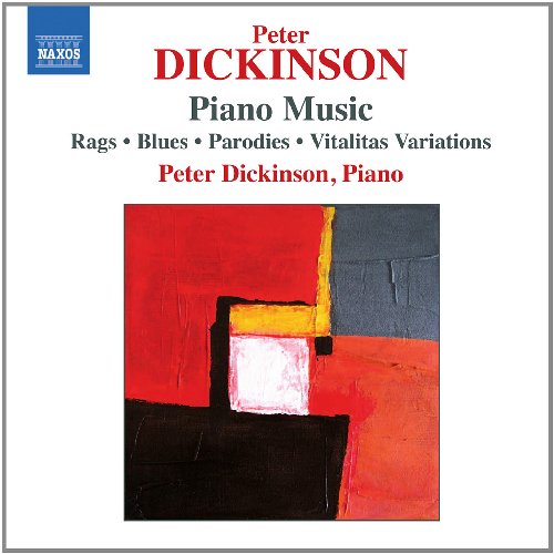 CD cover for Peter Dickinsonās piano music with abstract red artwork.