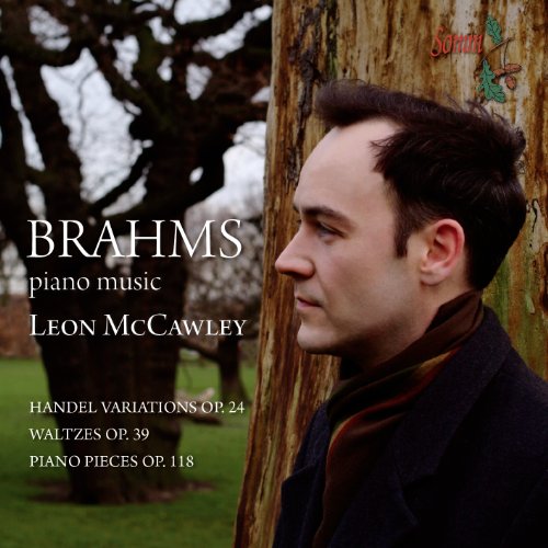 CD cover featuring pianist Leon McCawley leaning against a tree.