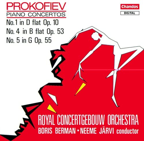 CD cover for Prokofiev piano concertos featuring abstract red and white figures.