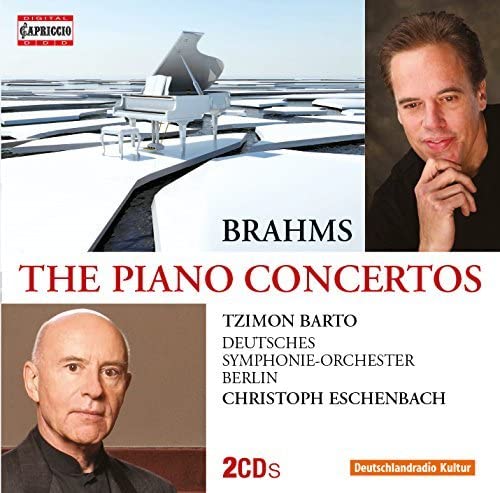 CD cover for Brahms’ Piano Concertos featuring Tzimon Barto and Christoph Eschenbach.