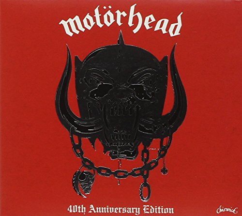 Motörhead 40th Anniversary Edition CD cover with a black Snaggletooth emblem on red background.