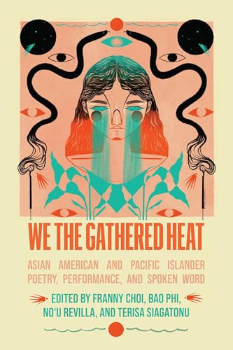 Book cover with illustrated face and text: “We the Gathered Heat.”