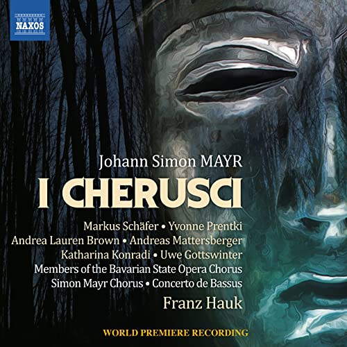 CD cover for Johann Simon Mayrās āI Cherusciā opera, featuring a mask.