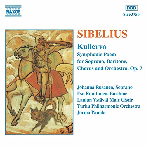 CD cover for Sibelius’ Kullervo featuring a painted scene of figures and a horse.