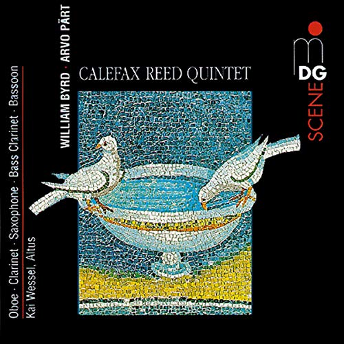 CD cover featuring mosaic doves above a blue vessel, text details composers.