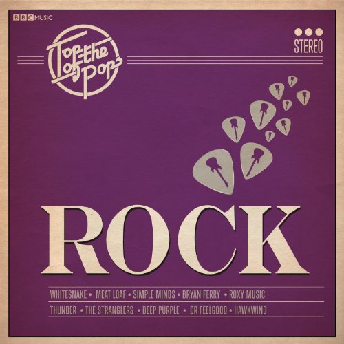 “Top of the Pops: Rock” CD cover, purple background, guitar picks.
