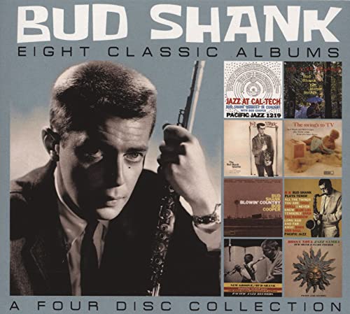 Bud Shank album cover featuring a black and white portrait and album art.