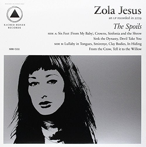 Black and white vinyl record cover featuring a portrait of Zola Jesus.