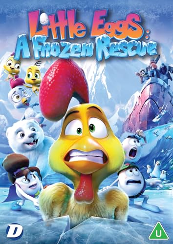 DVD cover for "Little Eggs: A Frozen Rescue" featuring cartoon chickens and animals.
