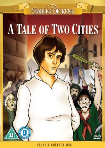 DVD cover for animated “A Tale of Two Cities” with a crowd.