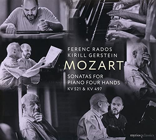 CD cover featuring portraits of Ferenc Rados and Kirill Gerstein, with Mozart text.