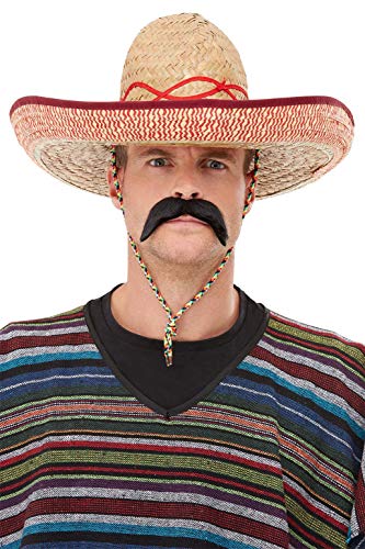 Smiffys 92011 Sombrero Straw Hat, Brown, One Size