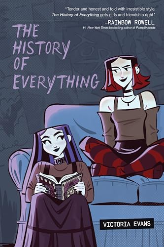 Book cover illustration of two stylized young women sitting on a couch together.