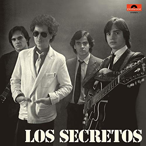 Vintage album cover featuring four men with a guitar, titled "Los Secretos".