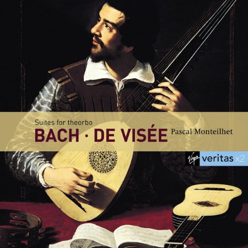 CD cover featuring a man playing a large, stringed theorbo instrument.
