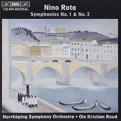CD cover: painting of a bridge, town, and gondolas; Nino Rota symphonies.