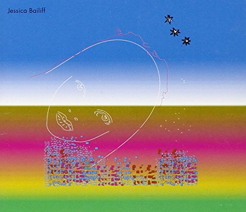CD cover with sketched face, colorful gradient, and star illustrations.