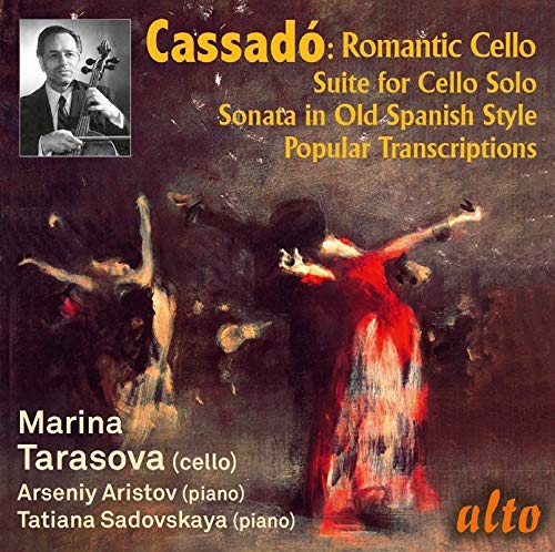 CD cover featuring a cellist and a painting of flamenco dancers.