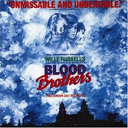 CD cover for “Blood Brothers” musical, featuring three faces and a skyline.