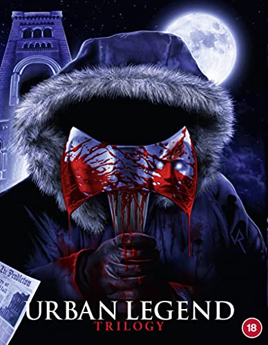 Blu-ray cover for "Urban Legend Trilogy" featuring a hooded figure with an axe.