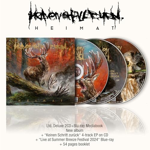 Heaven Shall Burn "Heimat" CD: stag illustration, discs, and media book.