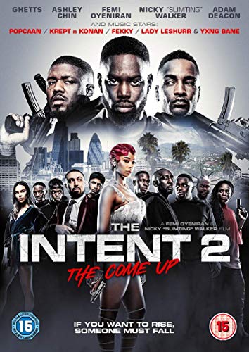 Blu-ray cover for “The Intent 2: The Come Up” featuring cast members and city skyline.