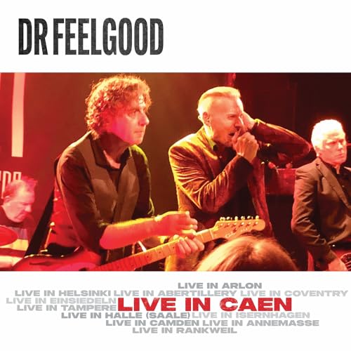 Dr Feelgood band members performing live, CD cover art.