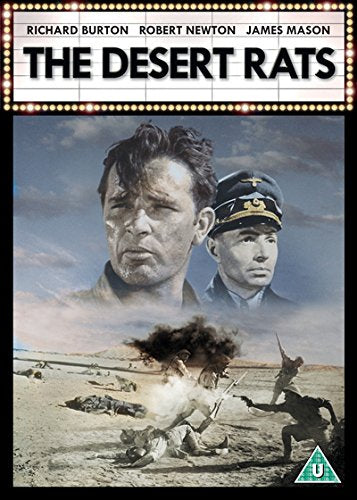 The Desert Rats" DVD cover featuring Richard Burton and Robert Newton, wartime scene.