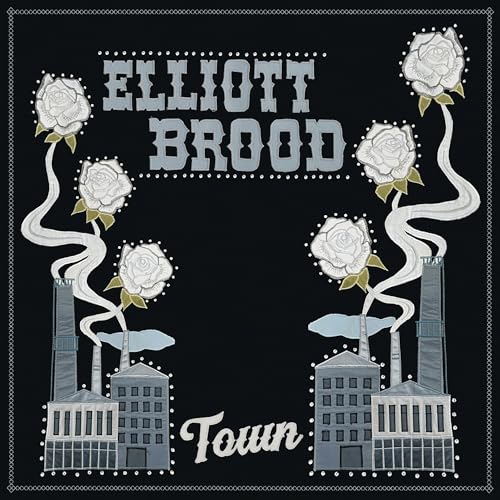 Elliott Brood album cover: factory smokestacks with floral plumes on black.