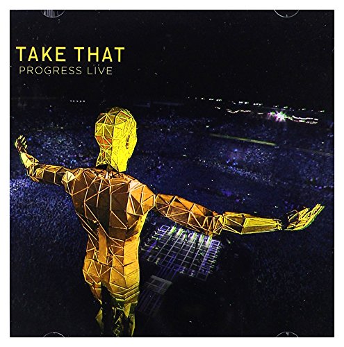 Take That "Progress Live" CD cover with golden figure and crowd.
