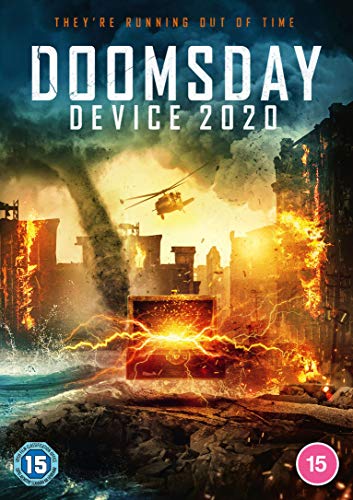 DVD cover for "Doomsday Device 2020" showing a fiery, post-apocalyptic cityscape.