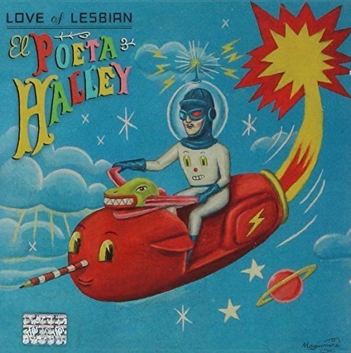CD cover: astronaut riding a red rocket with a snake, colorful art.