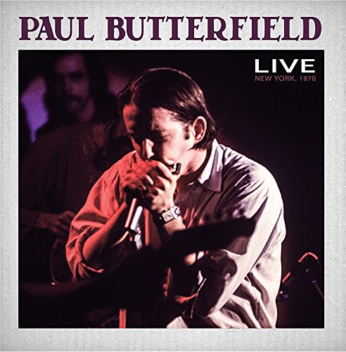 Paul Butterfield performing live with a microphone in 1970, CD cover.
