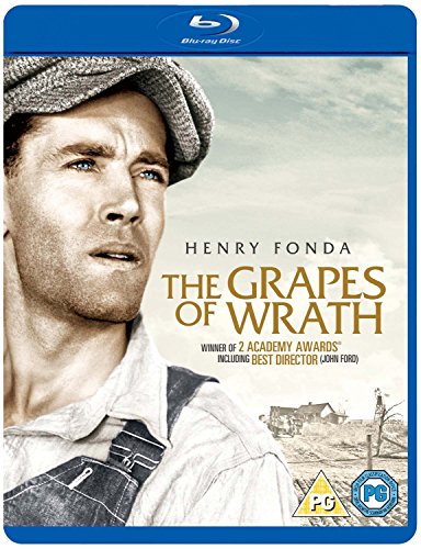 Blu-ray cover art for The Grapes of Wrath featuring Henry Fonda in a cap.