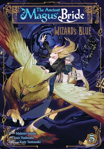 Manga cover: woman riding a golden griffin over a cityscape.