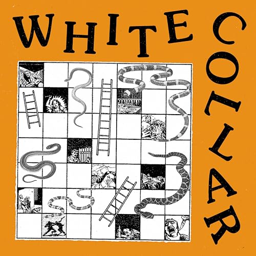 Album cover for “White Collar” with a black and white snakes and ladders design.