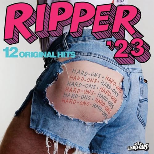 Album cover showing a person in ripped denim shorts with Hard-Ons text on skin.