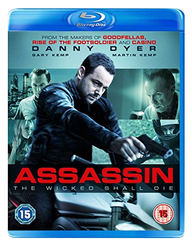 Blu-ray cover for "Assassin" featuring a man with a gun.