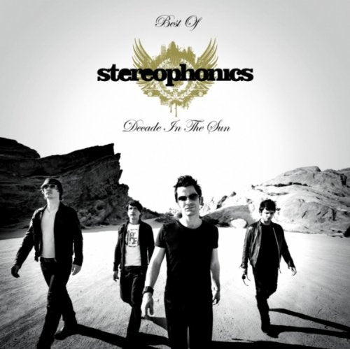 Stereophonics “Decade In The Sun” album cover with band in desert landscape.