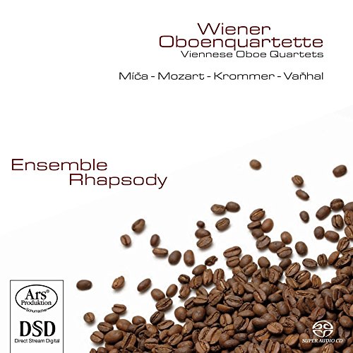 CD cover with coffee beans, text reading "Ensemble Rhapsody" and "Viennese Oboe Quartets".