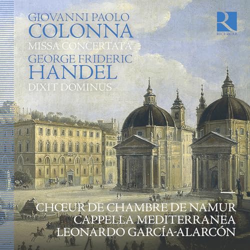 CD cover featuring a baroque building and composer names Colonna and Handel.