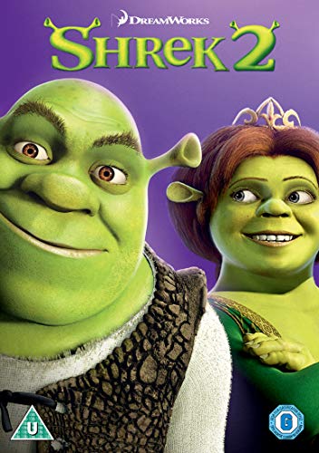 Shrek and Fiona on the cover of the Shrek 2 DVD.