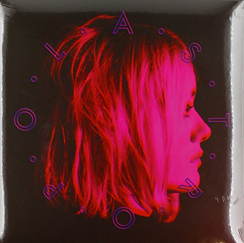 Vinyl record cover with a pink-lit profile portrait and blue neon text.
