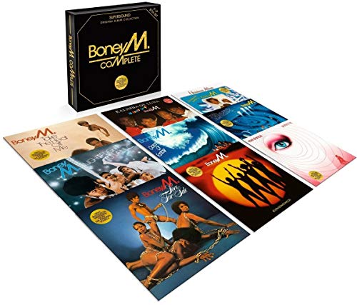 Boney M. "Complete" vinyl record set with colorful album covers.