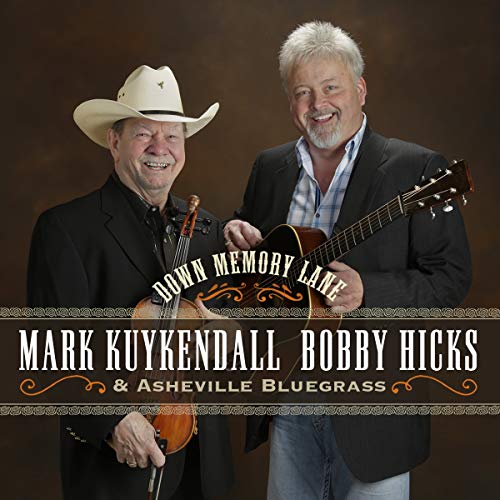 Two smiling musicians with a fiddle and guitar, album cover.