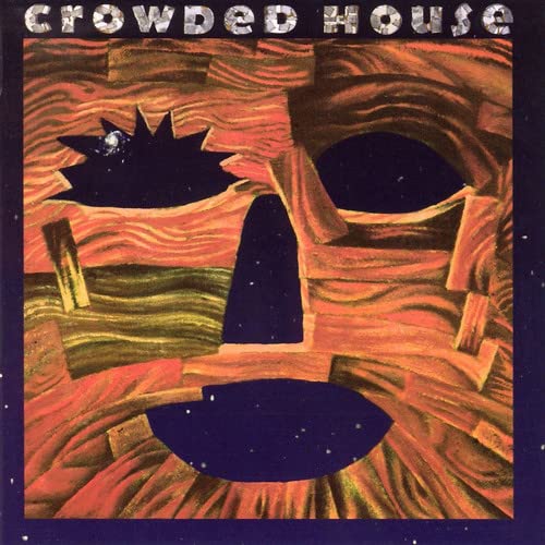 Crowded House "Woodface" vinyl album cover, abstract face in woodgrain.